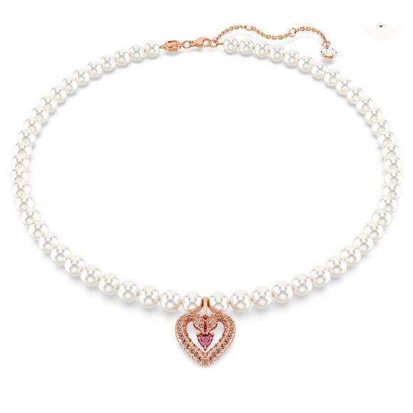 Swarovski Sublima necklace Crystal pearl, Heart, Pink, Rose gold-tone plated*New - Picture 1 of 3